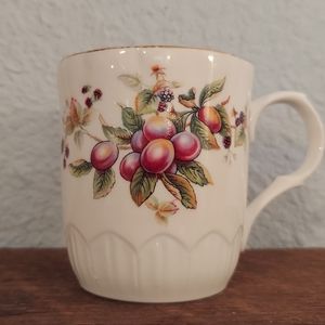 Vintage English Bone China Coffee Cup or Mug Plum Fruit Design